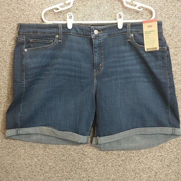 Levis Mid-Rise Denim Jean Mid Length Shorts Womens Size 22 - Picture 1 of 15